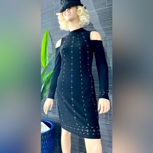 White House Black Market Women’s Black Cold Shoulder Holiday Dress XXS EUC